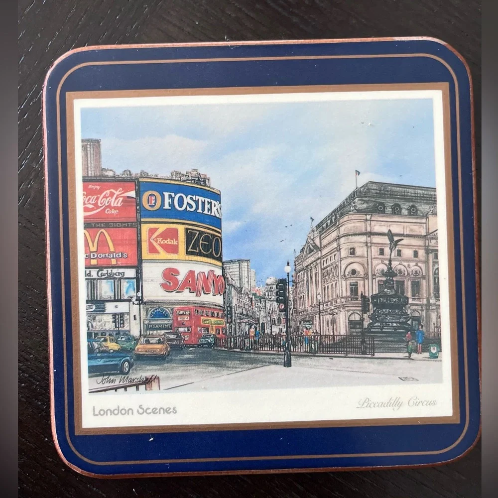Vintage Pimpernel London Landmarks Coasters Set of 6 Made in England Cork Back